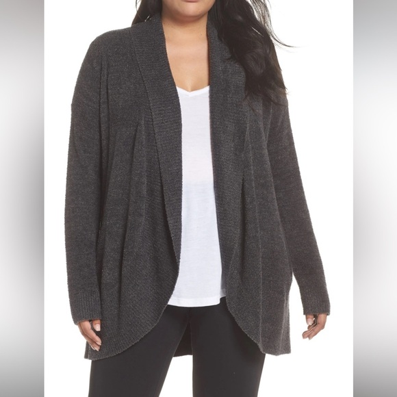Barefoot Dreams Sweaters - BAREFOOT DREAMS® CozyChic Lite® Circle Cardigan - Carbon Plus 1X